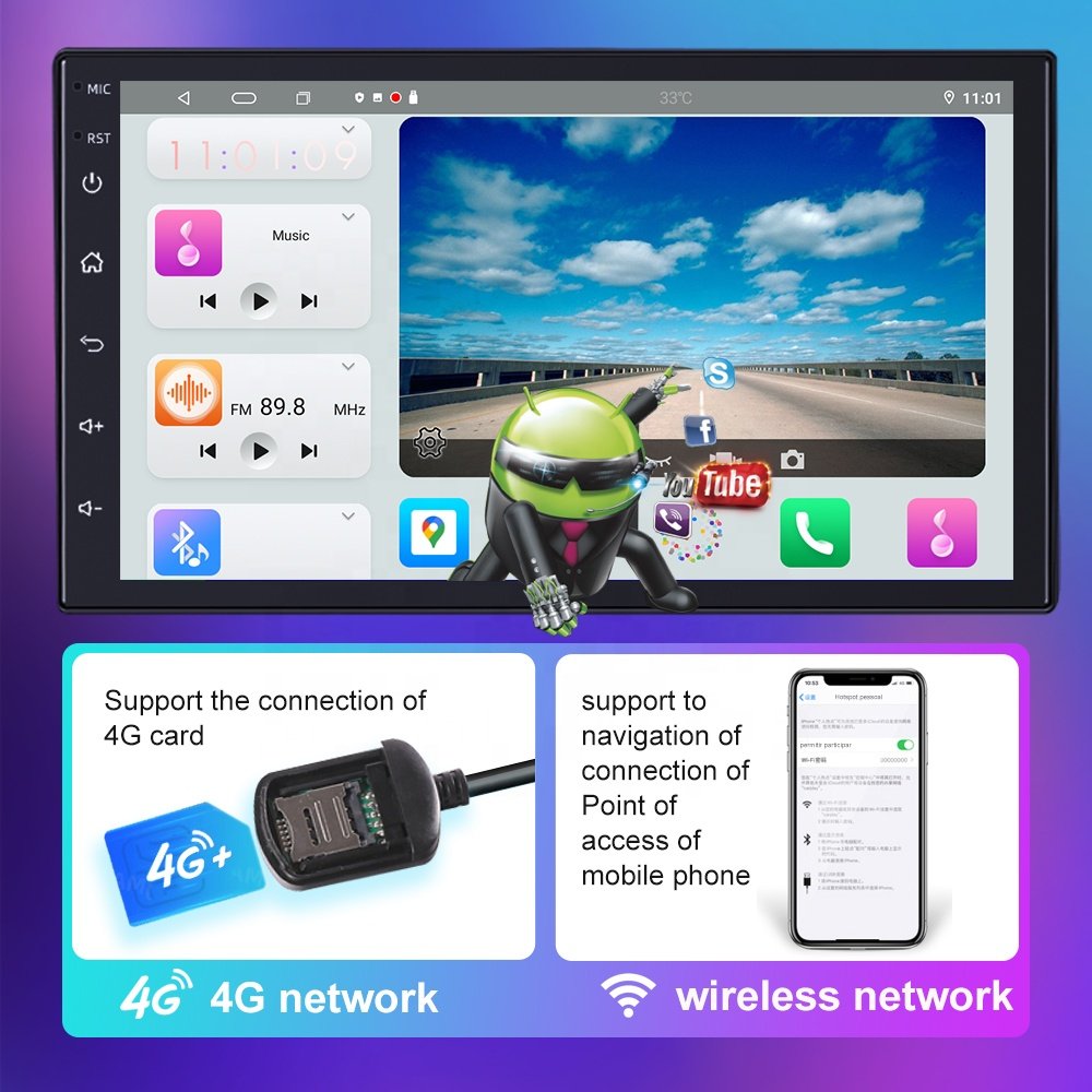 Best Selling 7inch 2 Din Ram 2/4/6GB Rom 32/64/128GB Wired Wireless Carplay Android Auto Audio Radio Car Video With 360 Camera