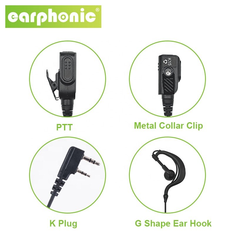 EARPHONIC K Plug Ear Hook Earpiece Ham Radio Transceiver Headset Walkie Talkie Earphone