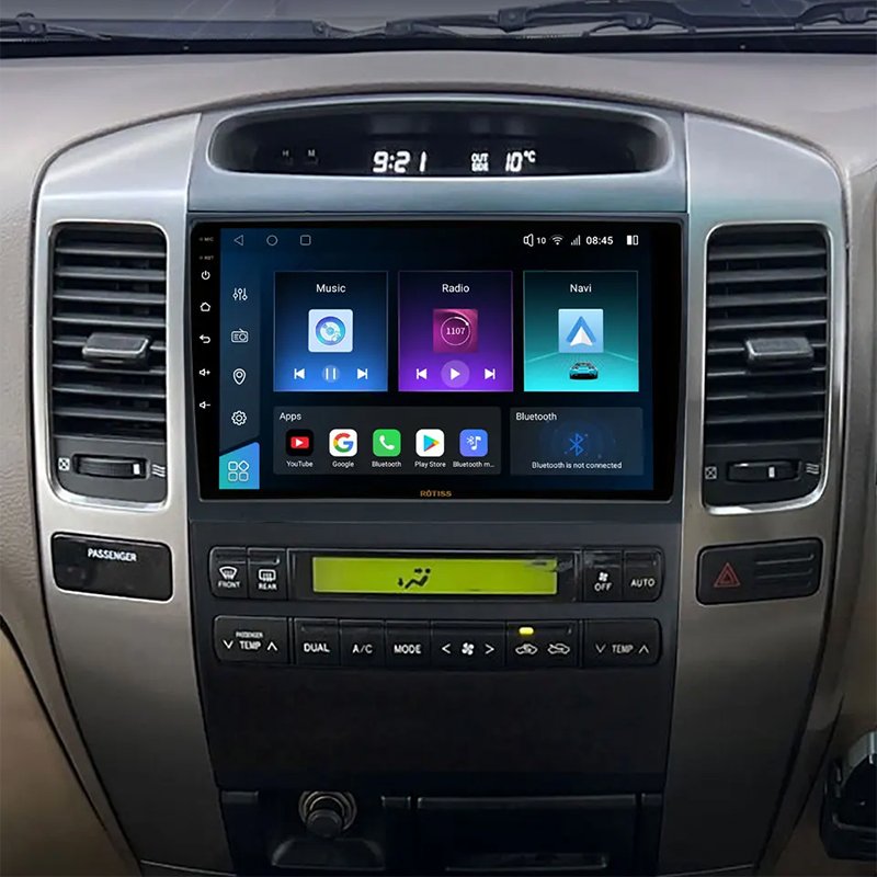 Rotiss 8Core Android Car Radio GPS For 2009 Toyota Prado J120 9" Car frame Power cable canbus Auto CarPlay touch screen