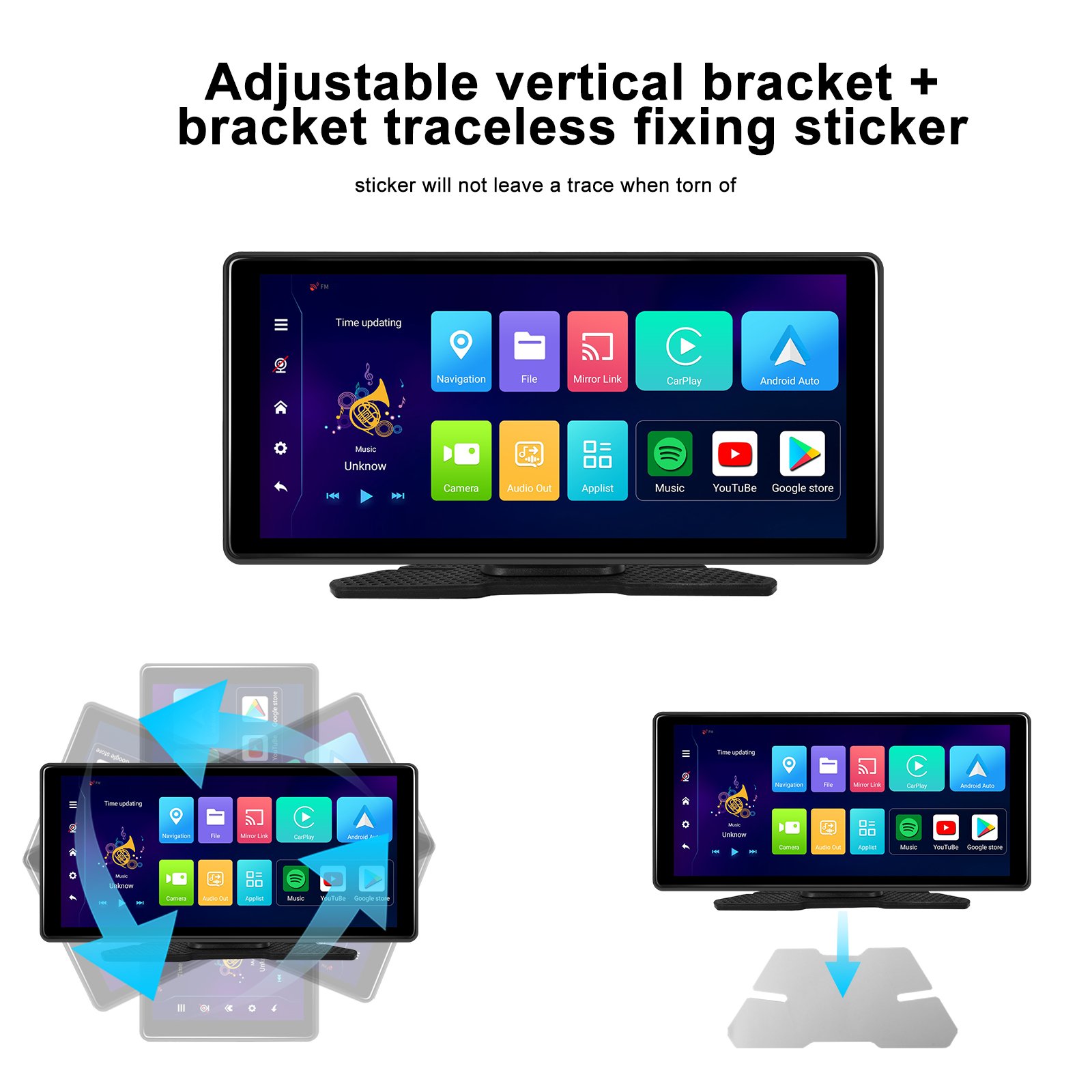 Podofo 10.36" Android 13 Autoradio Radio Auto Display Carplay Android Auto 2+32G/4+64G GPS WIFI BT FM Support AHD Camera OEM