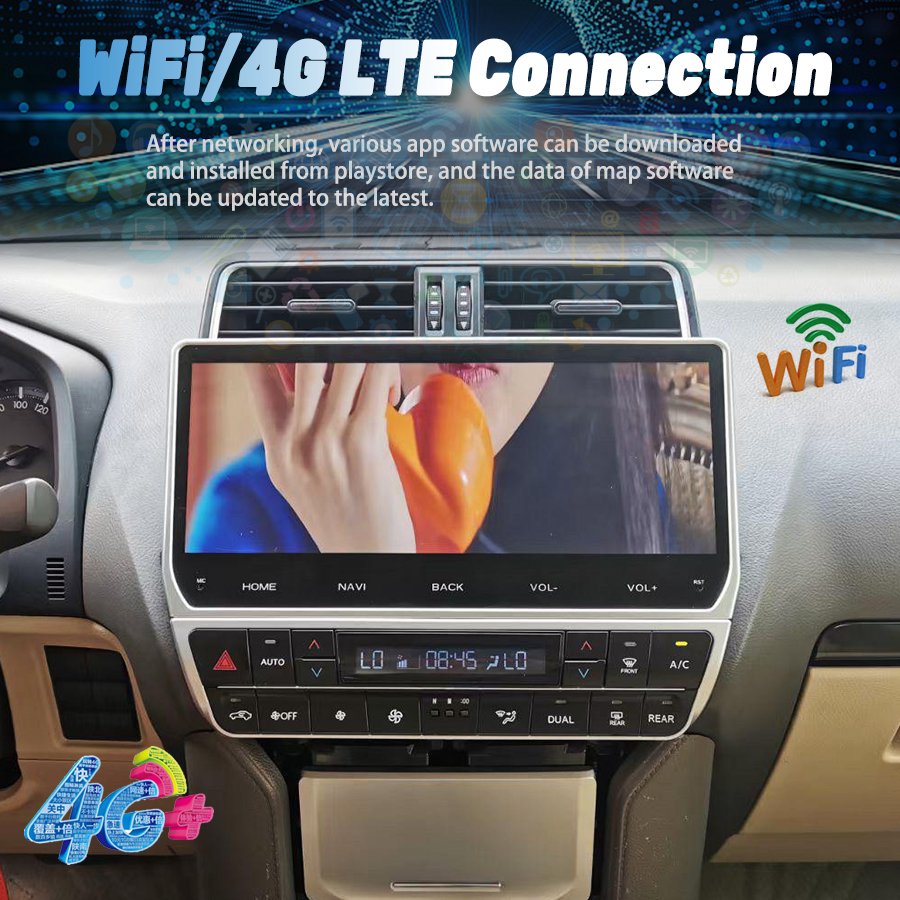 12.3inch Car Radio For Toyota Land Cruiser Prado 150 2018-2023 Car Multimedia video Player Android 14 Carplay GPS Nav Head Unit