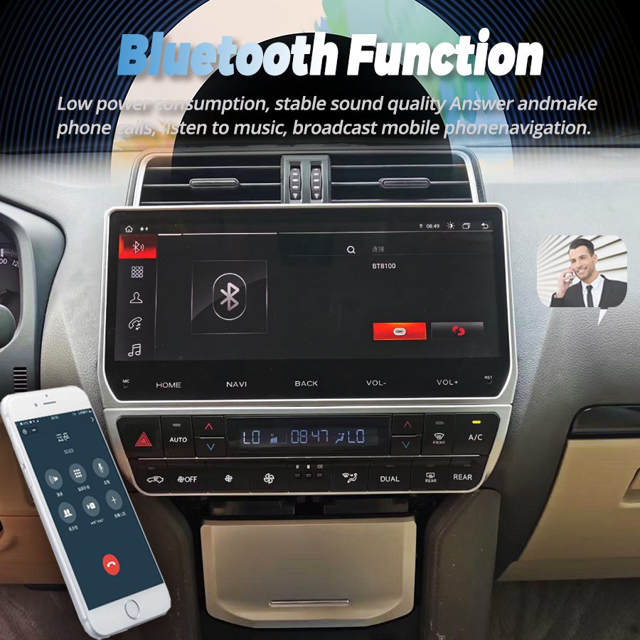 12.3inch Car Radio For Toyota Land Cruiser Prado 150 2018-2023 Car Multimedia video Player Android 14 Carplay GPS Nav Head Unit