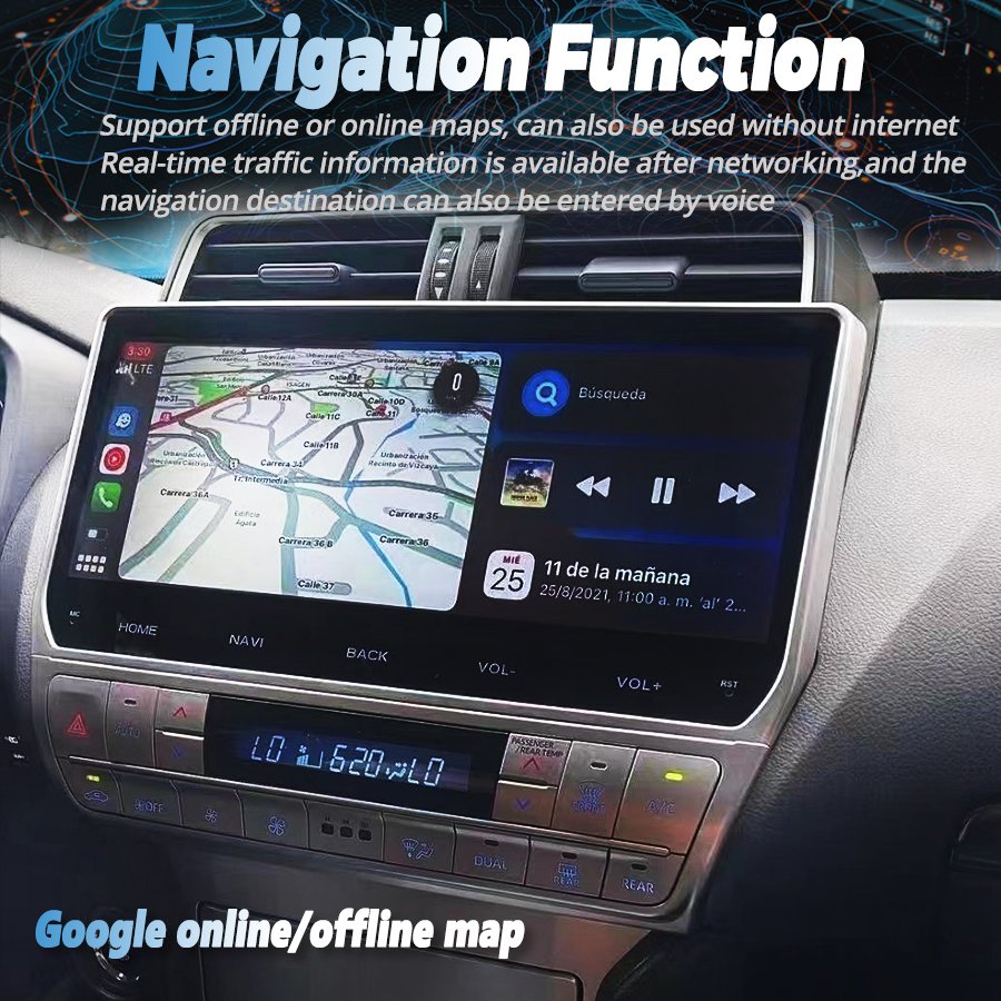 12.3inch Car Radio For Toyota Land Cruiser Prado 150 2018-2023 Car Multimedia video Player Android 14 Carplay GPS Nav Head Unit
