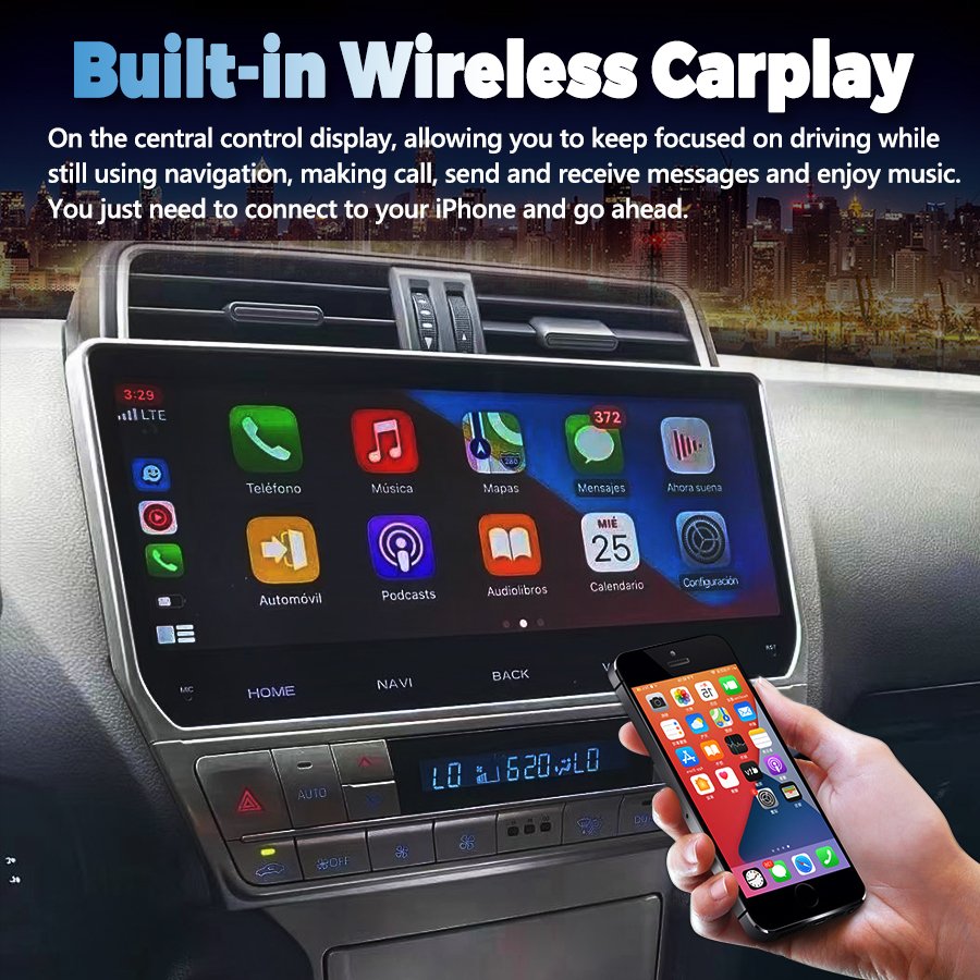 12.3inch Car Radio For Toyota Land Cruiser Prado 150 2018-2023 Car Multimedia video Player Android 14 Carplay GPS Nav Head Unit