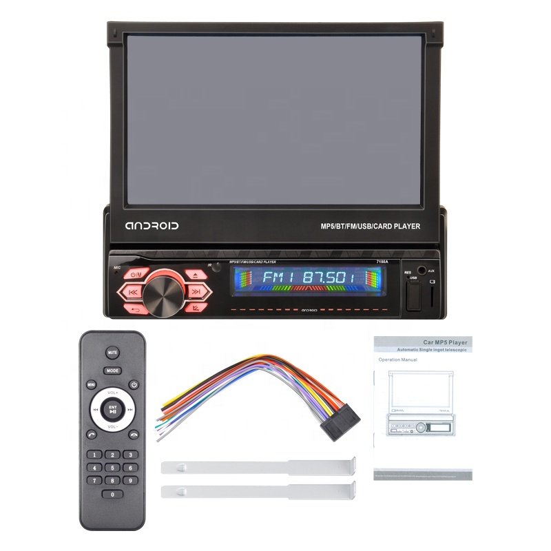 Jmance Android Automatic Telescoping 7Inch Reversing Video Aux Audio 1 Din Car Radio Gps Navigation