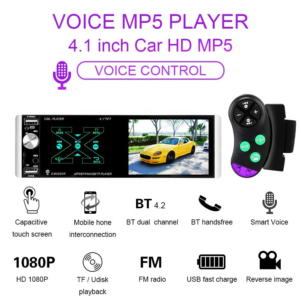 iorigin Auto radio 4.1" 1 Din Car Radio Audio Stereo USB AUX FM Audio Player Radio Station With Remote Control Car Audio