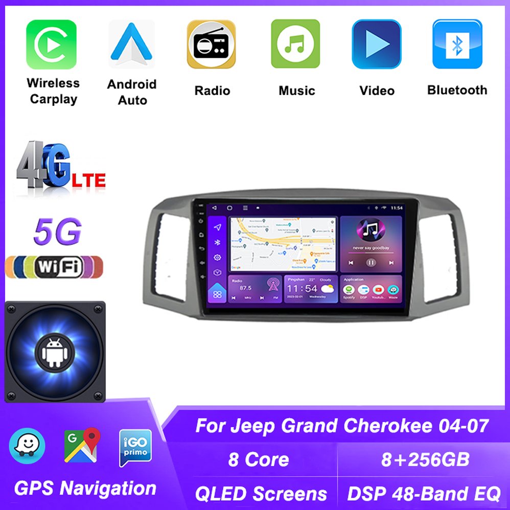 Android 13 Car Radio For Jeep Grand Cherokee 2004-2007 Carplay 2 DIN Stereo Car GPS Navigation Multimedia Head Unit Video Player