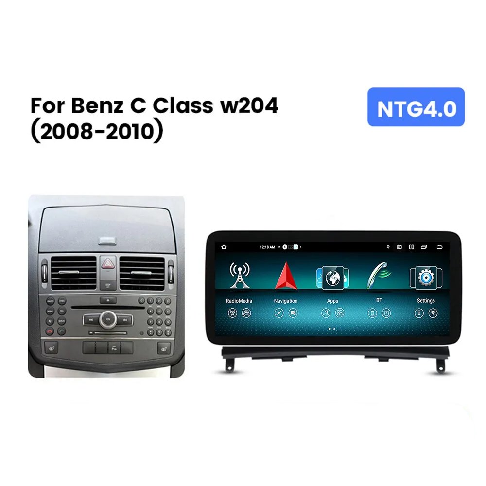On Sale 12.3" android 13 Car Radio Gps Navigation Multimedia for mercedes benz c class W204 2008-2010 NTG4.0 with car play