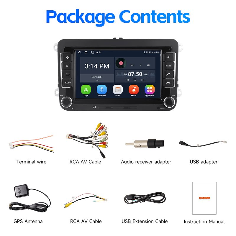 2 Din Android Car Radio GPS Car DVD Player WIFI BT FM For Volkswagen/VW/PASSAT/POLO/GOLF 5 6/TOURAN Car Multimedia Player