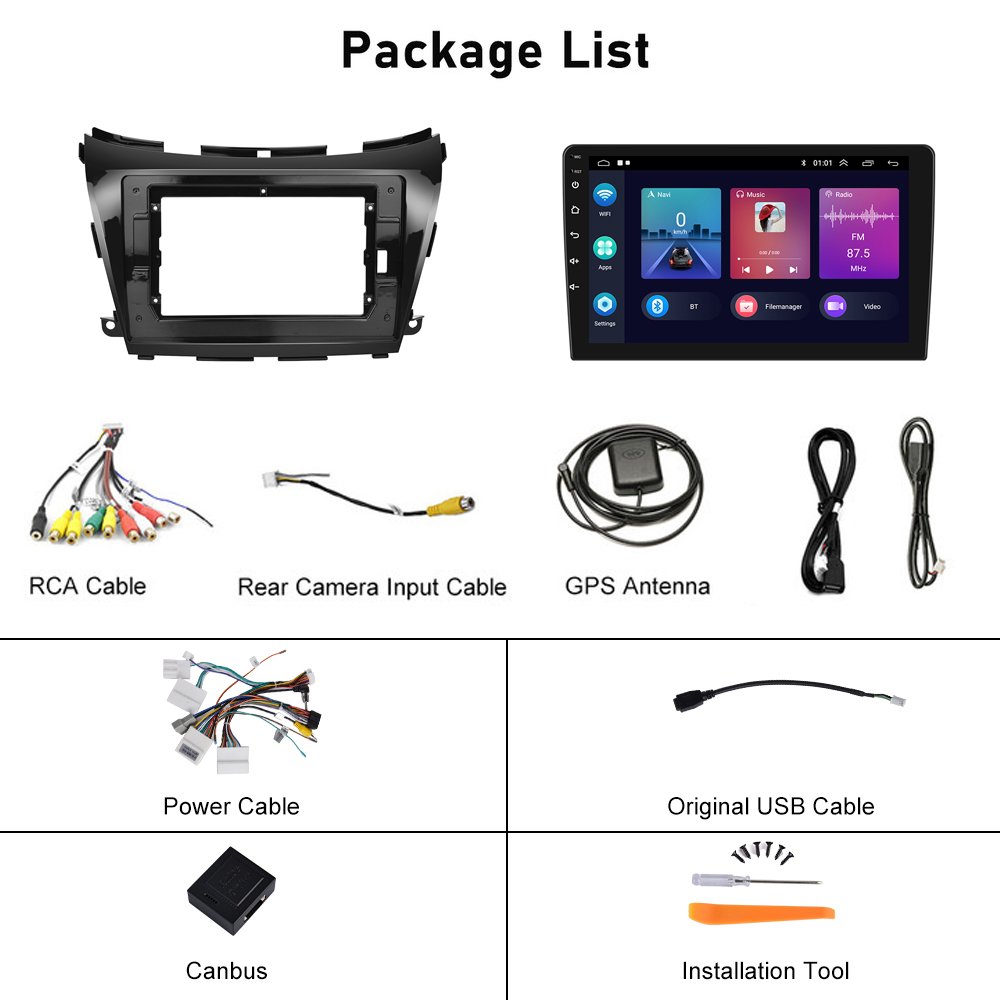 Podofo 2Din 10.1" Android 1+16/2+32G Car DVD Player For Nissan Murano 2015 2016 2017 CarPlay GPS WIFI Hifi EQ FM RDS BT EQ