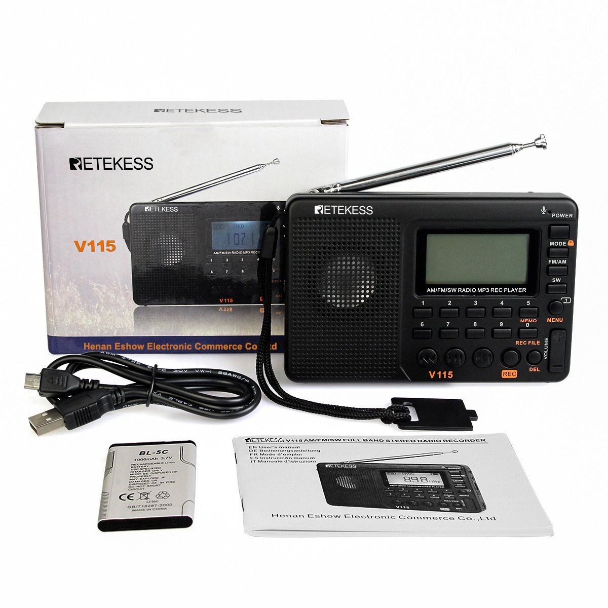 radio all band radio FM AM Sw MP3 recorder Rechargeable Digital 3.5 mm AUX input LCD backlight