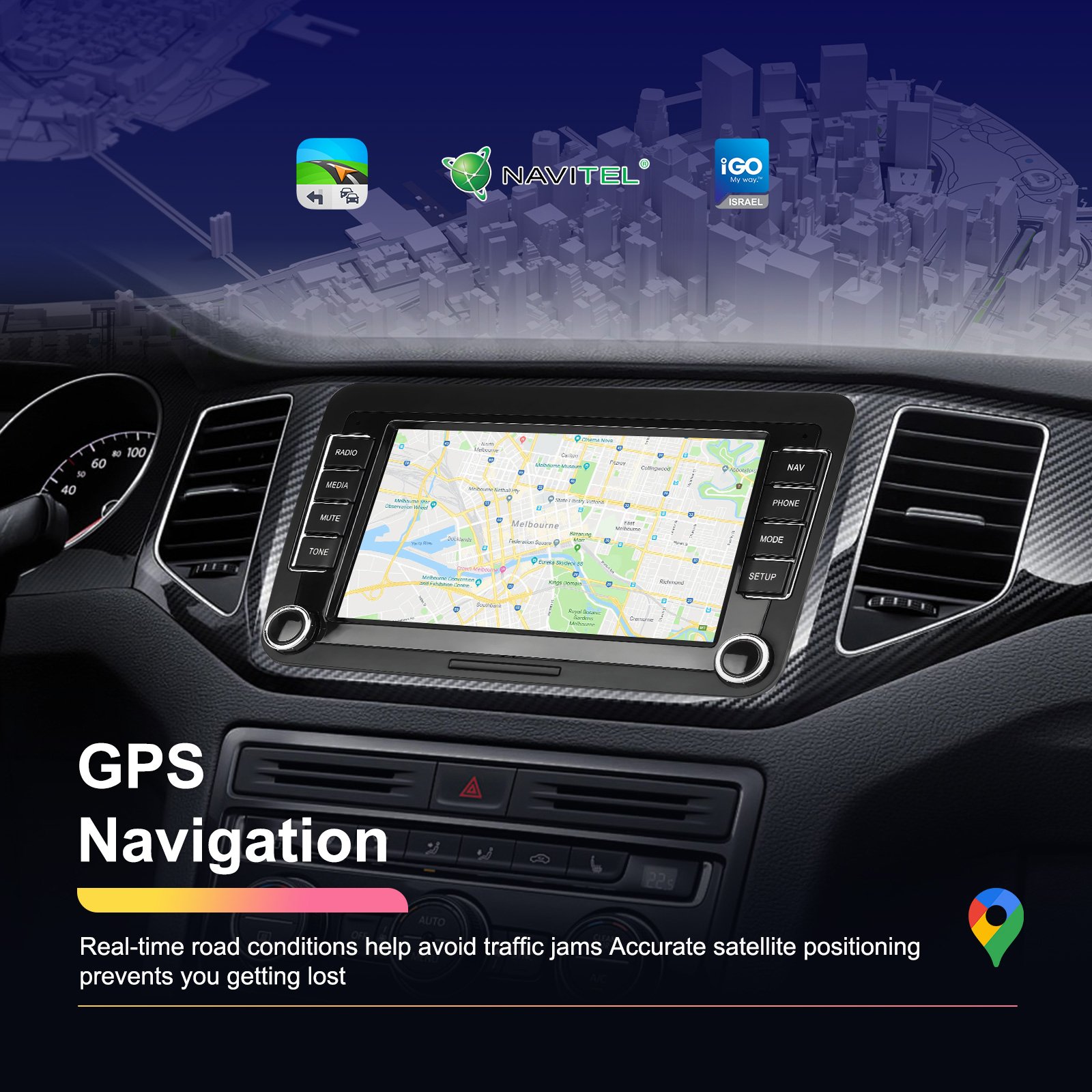 Podofo 7'' Android Car Radio Wireless CarPlay/Android Auto Electronics GPS WIFI FM RDS For VW/PASSAT/SKODA/POLO/FABIA/GOLF 5/6