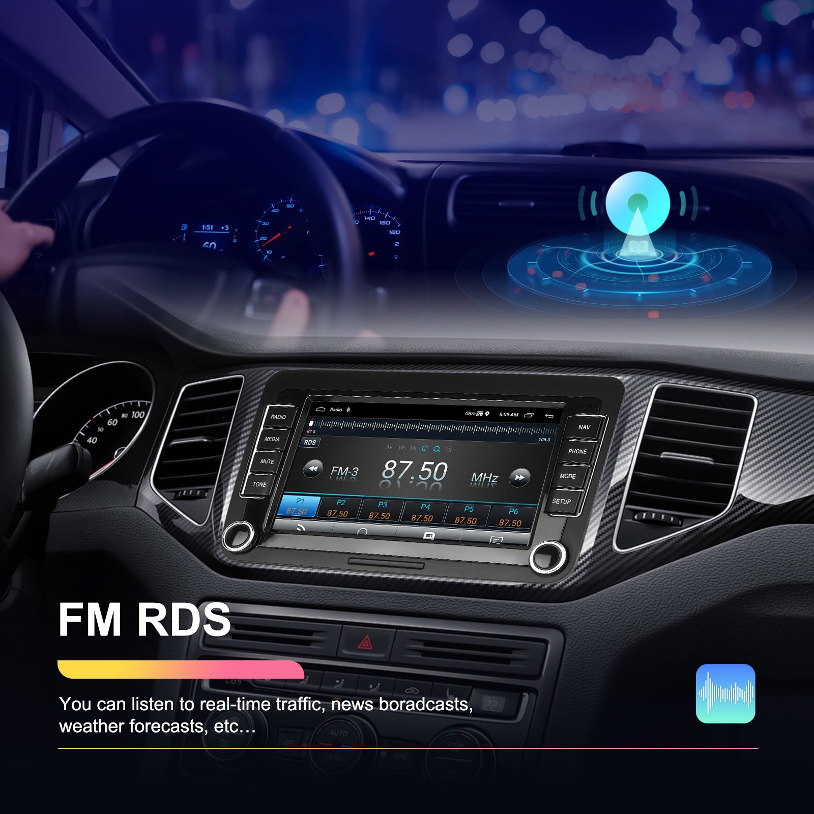 Podofo 7'' Android Car Radio Wireless CarPlay/Android Auto Electronics GPS WIFI FM RDS For VW/PASSAT/SKODA/POLO/FABIA/GOLF 5/6