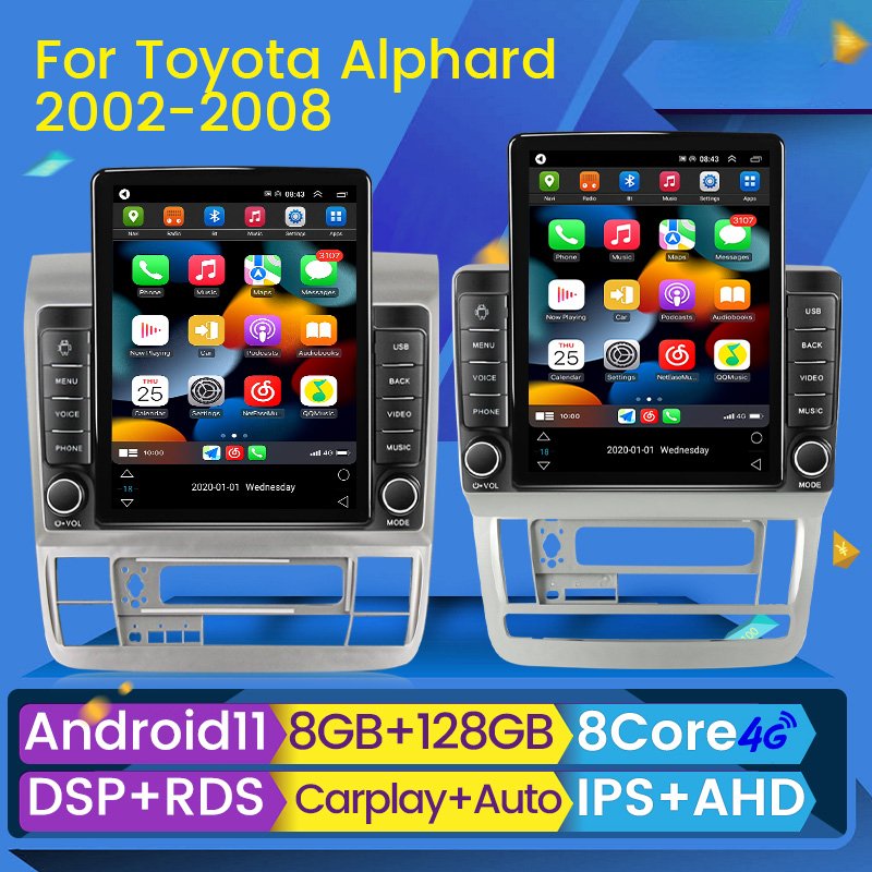 9.5" Screen IPS 2.5D Android DSP DVR Car Radio Stereo Player for Toyota Alphard 2002-2007 Multimedia GPS Navigation