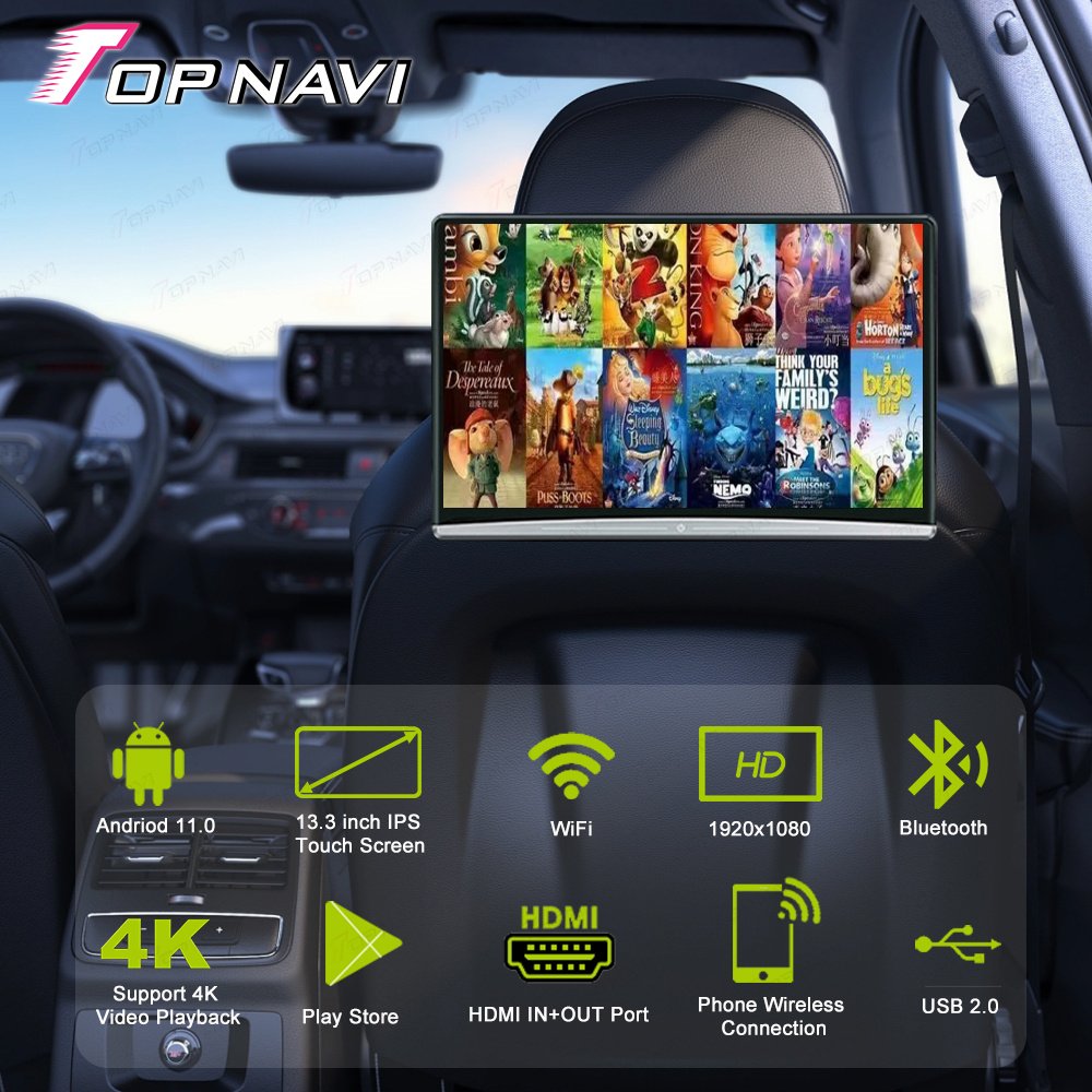 Taxi advertising display rear seat entertainment screen android car headrest monitor