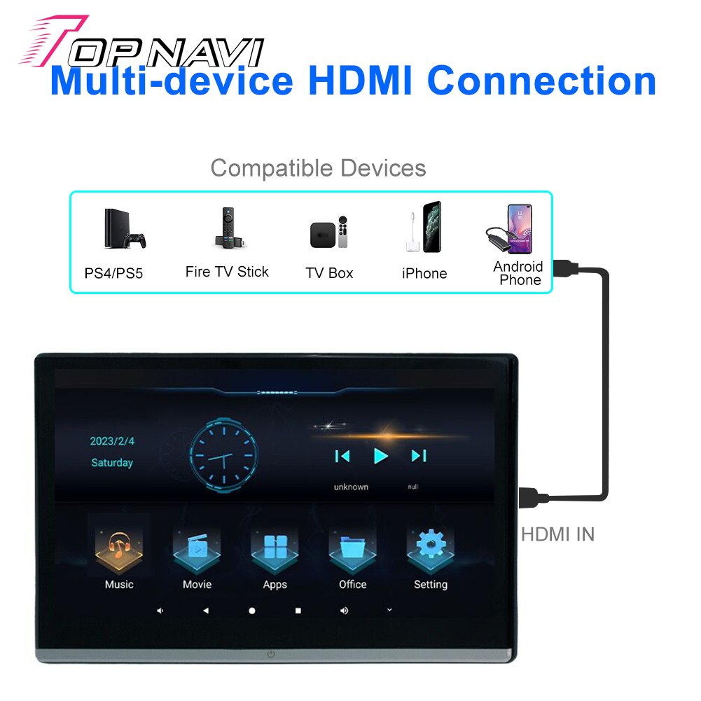 Taxi advertising display rear seat entertainment screen android car headrest monitor
