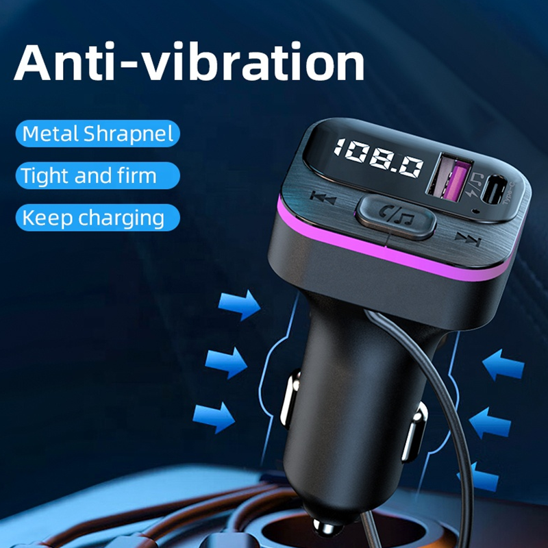 FM Transmitter Wireless Car Adapter Radio Receiver MP3 Player Handsfree Call 66W Type-C USB Car charger fast charging