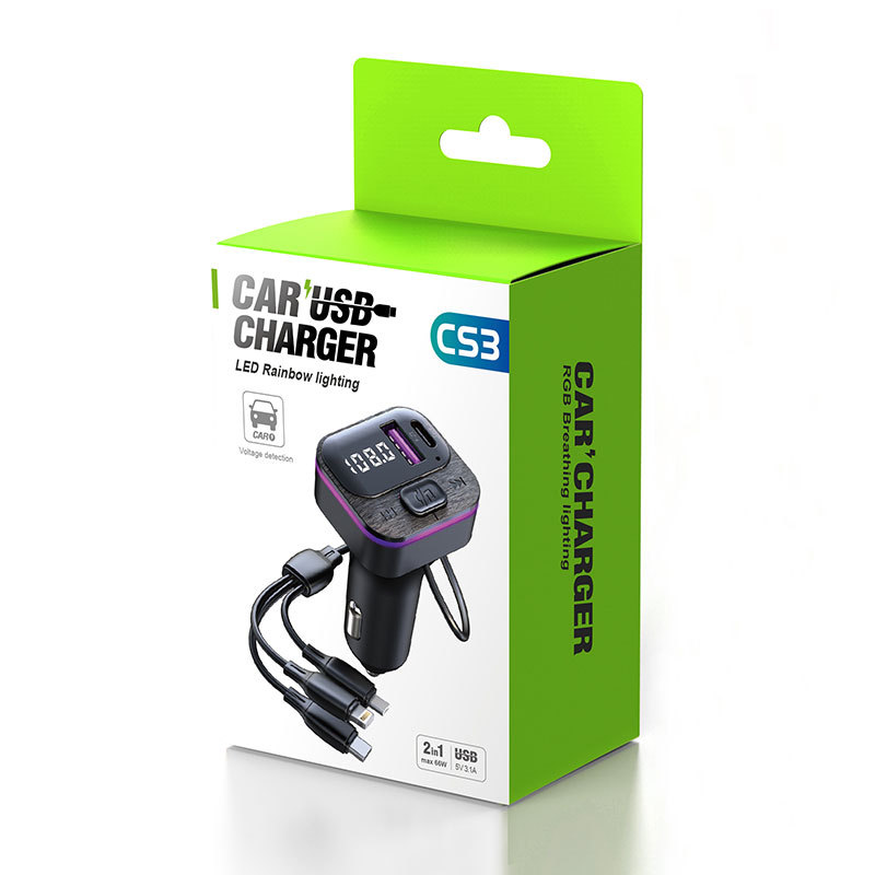 FM Transmitter Wireless Car Adapter Radio Receiver MP3 Player Handsfree Call 66W Type-C USB Car charger fast charging