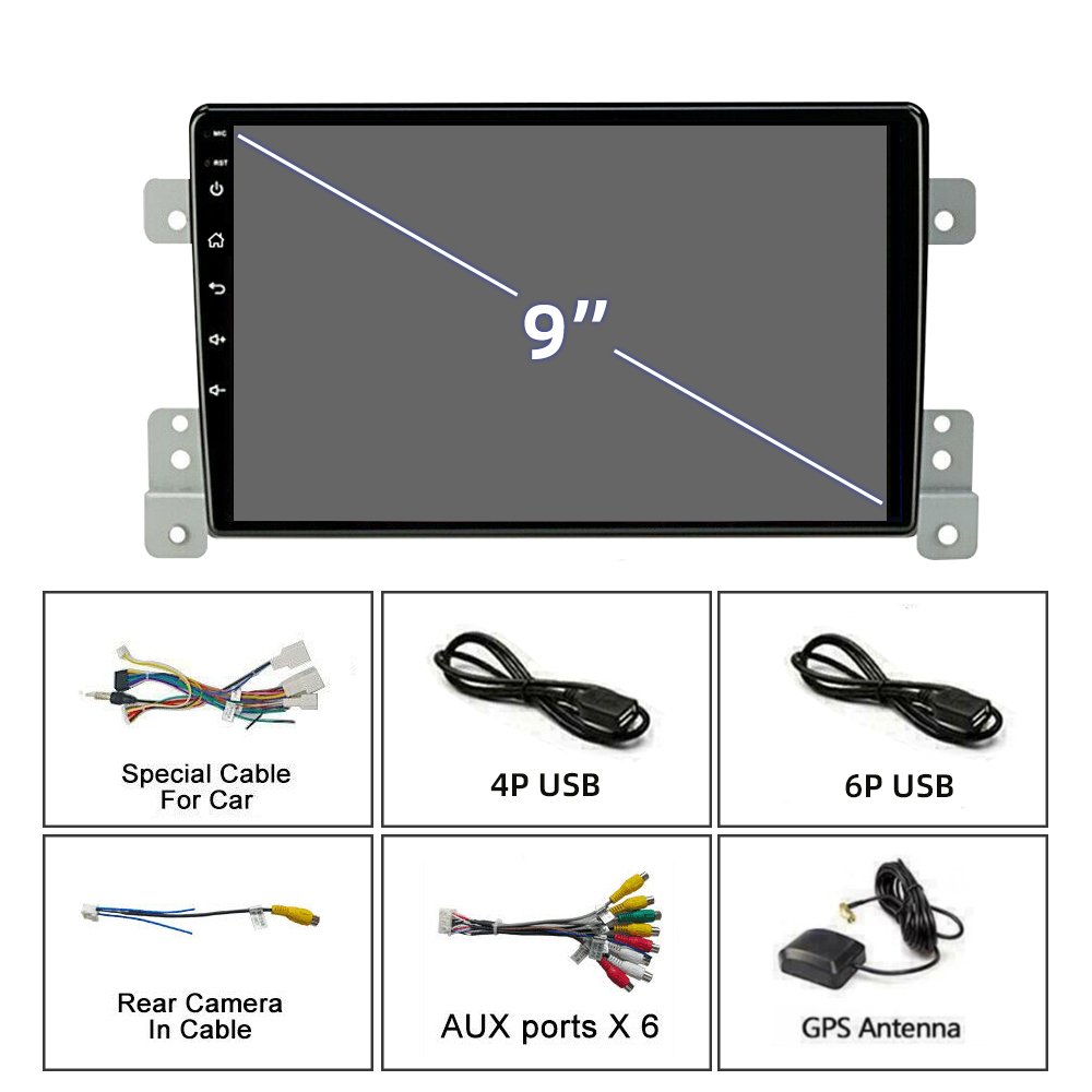 Android player 9 inch car radio 4-core carplay 2+32GB GPS WiFi DSP/RDS for Suzuki Grand Vitara 2005-19