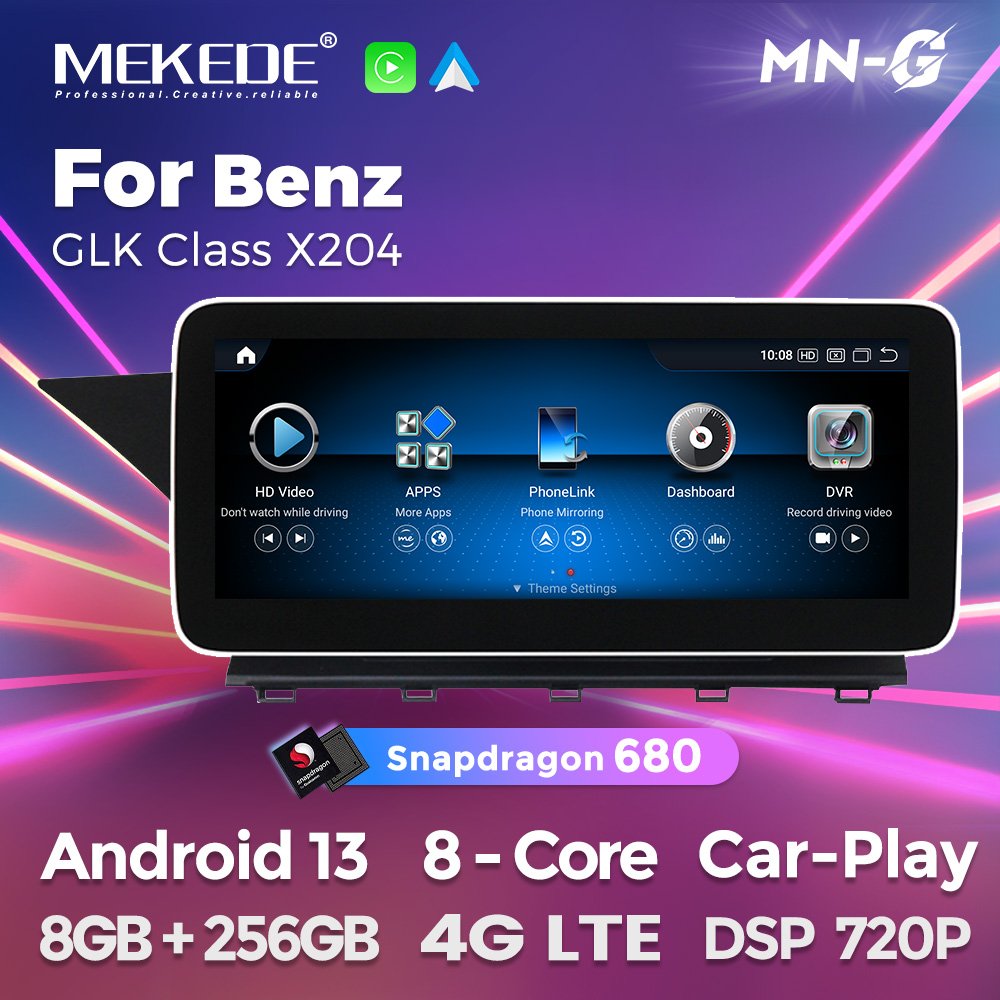 MEKEDE snapdragon 662 680 touch screen gps navigation 4g 8core 8+256 for Benz GLK Class X204 360 camera car-play auto