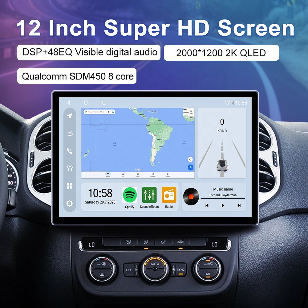 JYT 12 inch Multi Language Car Radio 8+256GB 4G BT 5.0 GPS Navigation Android Auto Carplay Universal Double Din Car DVD Player