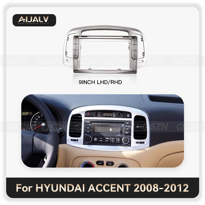 9 inch Factory wholesale car radios installation kits frame for Hyundai Accent 2008-2012 Black and Silver Navigation auto frame