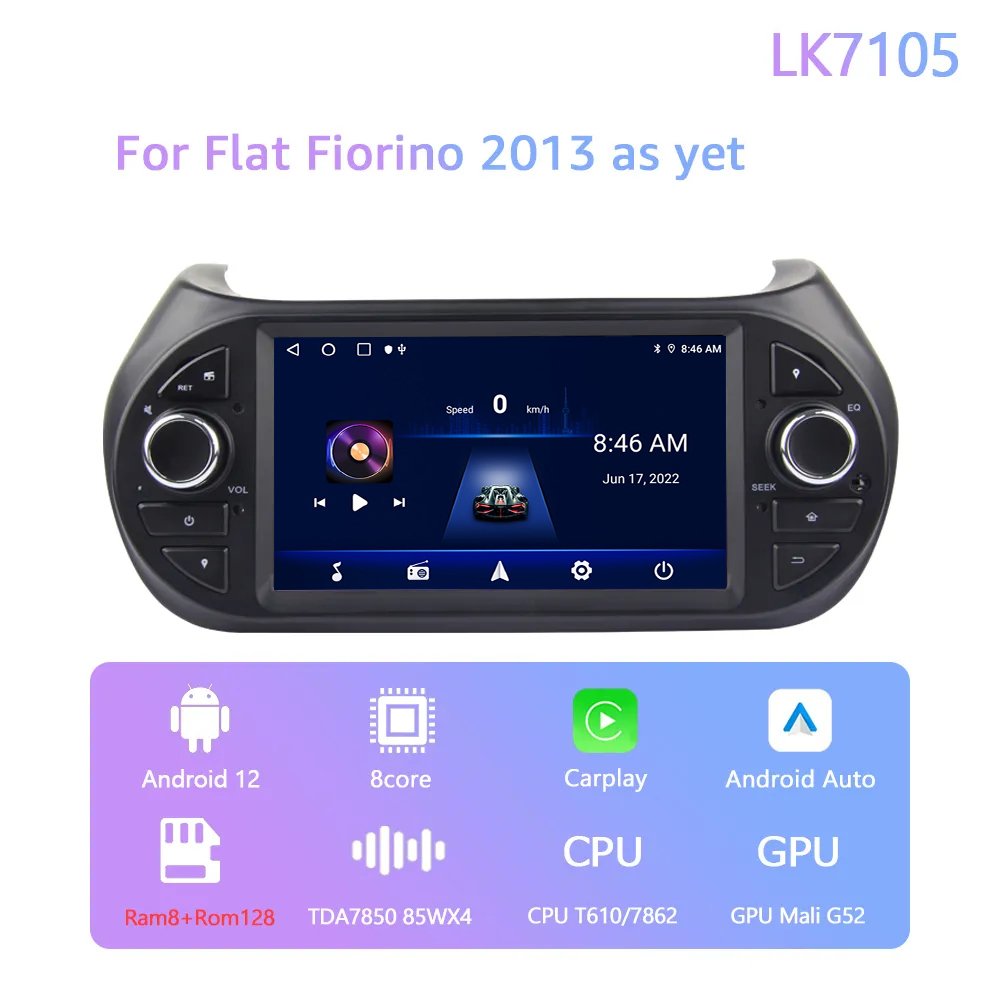 8G+128G DSP Carplay Auto Android12.0 Car Media Player GPS WIFI RDS Radio 4G For Fiat Fiorino Citroen Peugeot Bipper