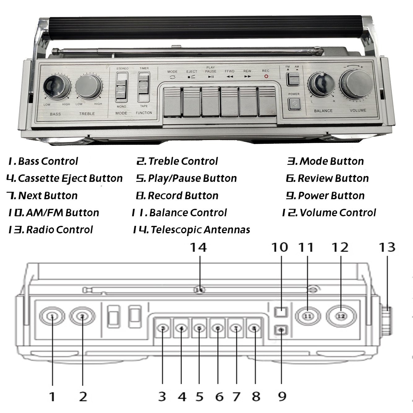 12000maH Mini Portable Home AM/FM Radio Player Wireless Charging Surround Sound FM Band Vintage Bluetooth Boombox