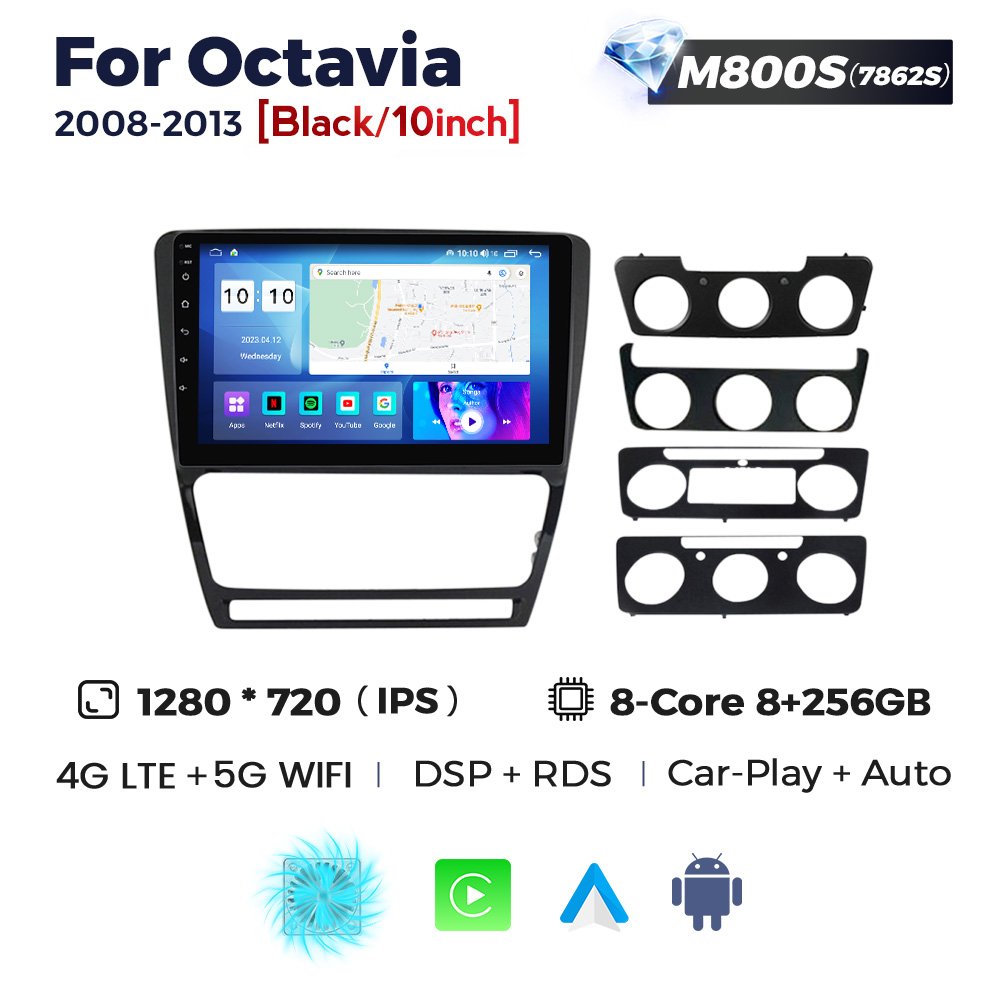 MEKEDE MS Android 12 IPS DSP RDS car radio for SKODA Octavia 2008-2013 8G 128G 360 camera colling fan split screen dvd player