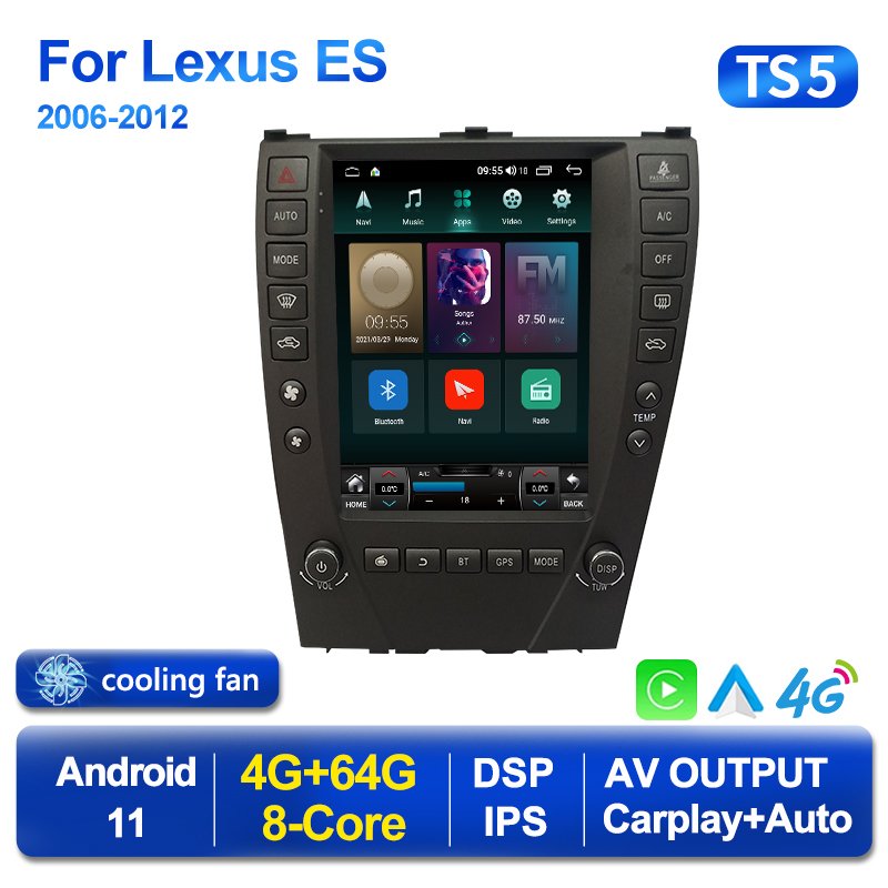 Vertical Screen Tesla Android 11 RDS Radio For Lexus ES ES240 ES300 ES330 ES350 2006-2012 Car Auto GPS Navigation NO DVD Player