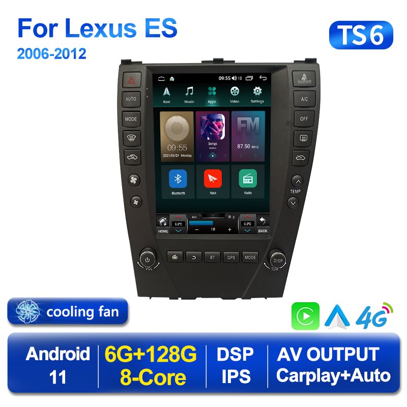 Vertical Screen Tesla Android 11 RDS Radio For Lexus ES ES240 ES300 ES330 ES350 2006-2012 Car Auto GPS Navigation NO DVD Player
