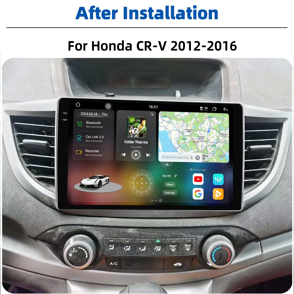 4+64GB Android 13 2K Car Radio GPS Navigation 360 Camera CarPlay+auto Stereo Autoradio For Honda Crv CR-V 2012-2016