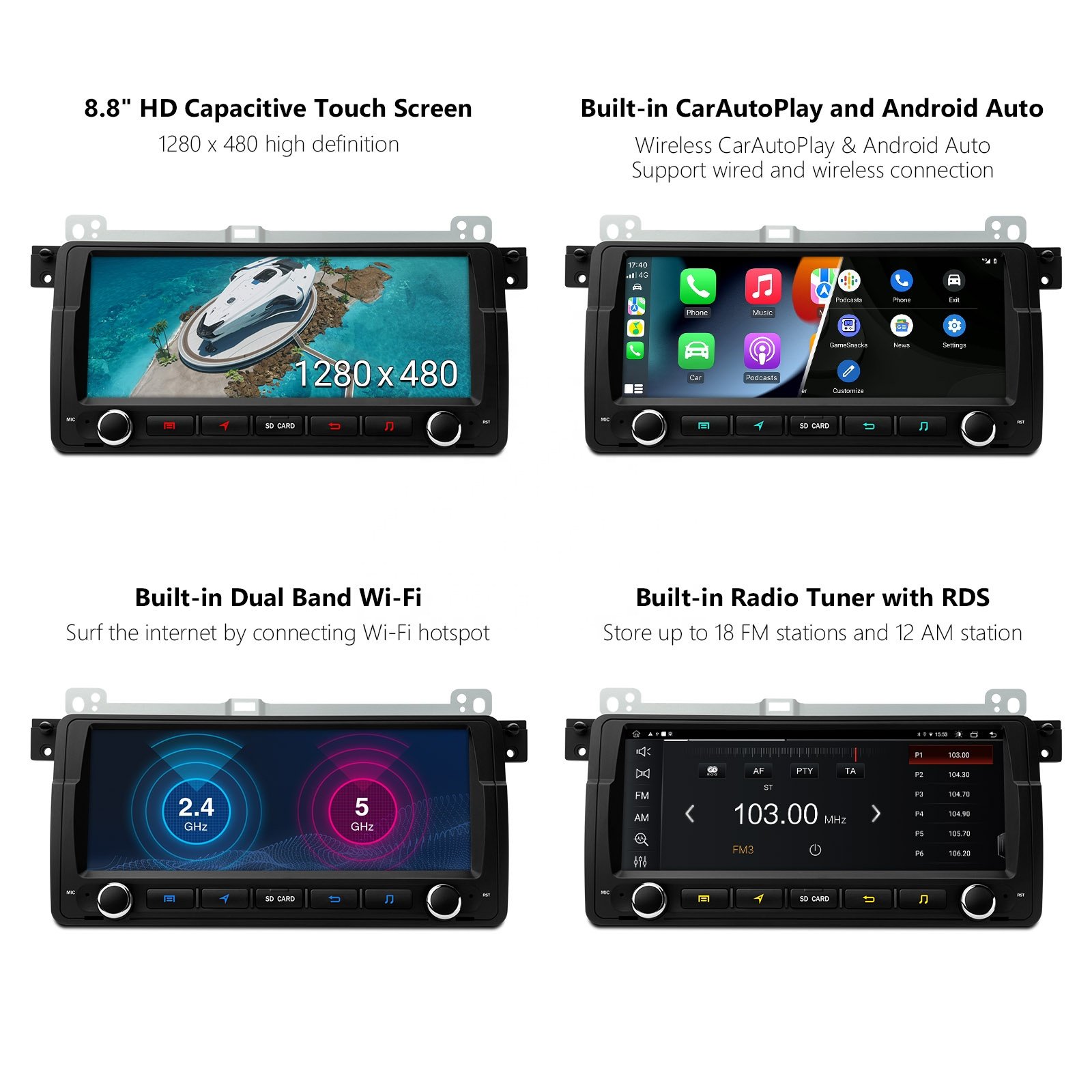 XTRONS 8.8 Inch Android 12 Octa Core Car DVD Player For BMW E46 Rover75 MG ZT With Carplay Android auto DSP 4G Radio Android