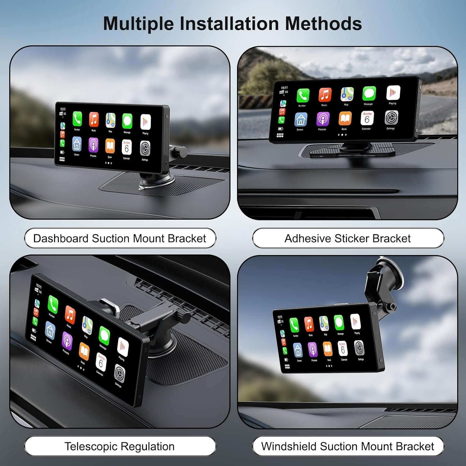 10.26 Inch Wireless Carplay Screen with Reverse Camera Portable Wireless Smart Car Play Touch Screen For Toyota Volkswagen Ford