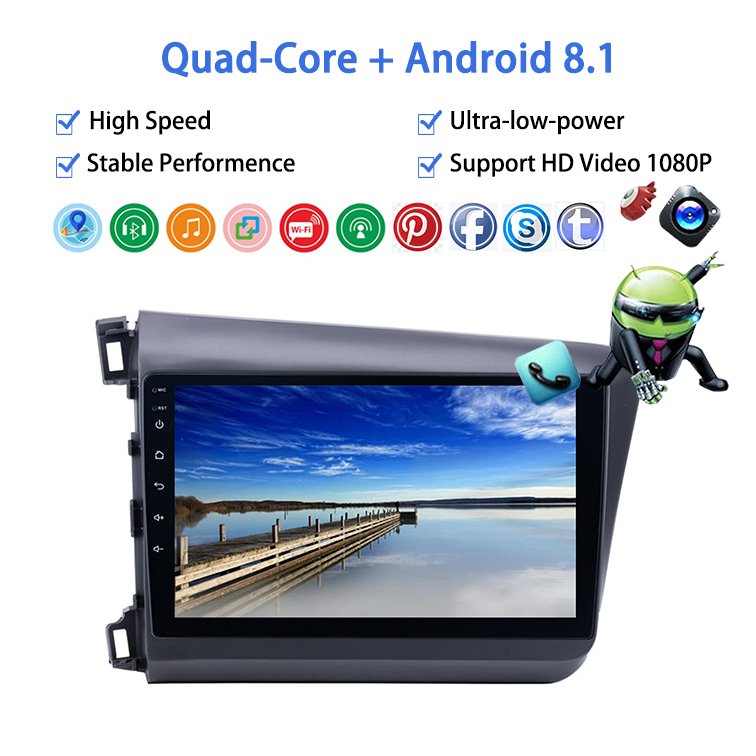 9 inch Car DVD Player For Honda Civic 2012-2015 Touch Screen ips Video GPS BT IPS WiFi 9 inch Android Car Radio