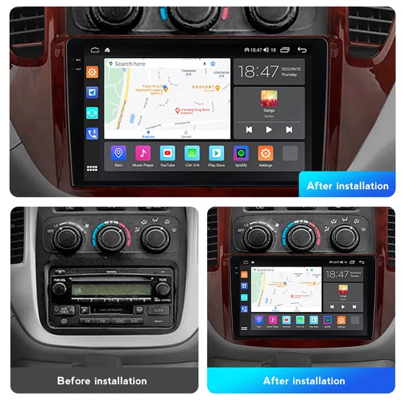 9" 2 Din Android Car Radio for Toyota Highlander 2000-2007 Car Stereo with FM Navigation WIFI BT Multimedia Player Android Auto