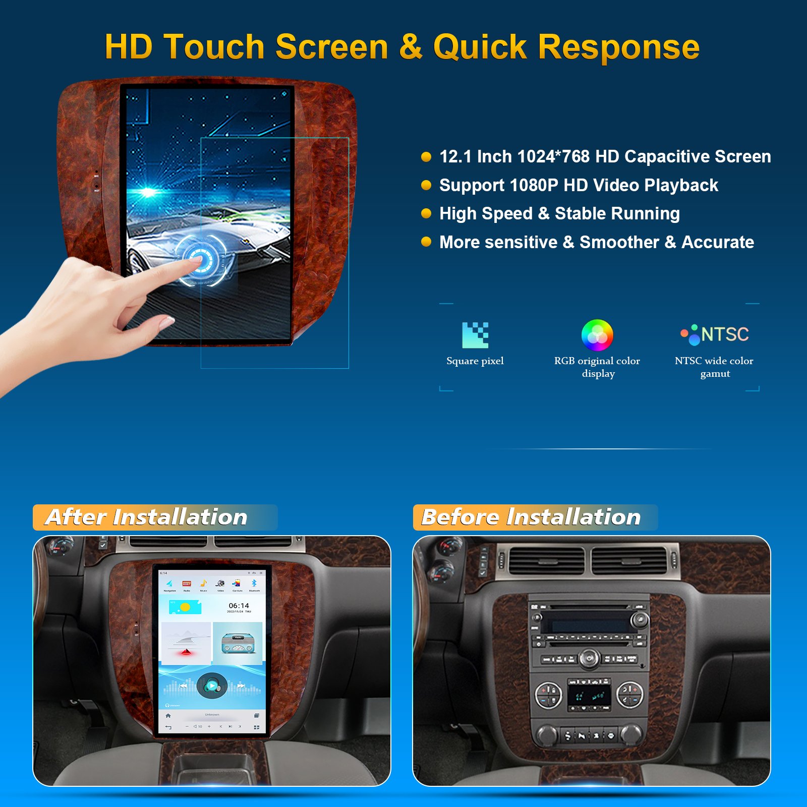 High Fashion 12.1 Inch Multimedia GPS Navigation Android Car Stereo Radio Car Play Video Play For Yukon 2010-2014