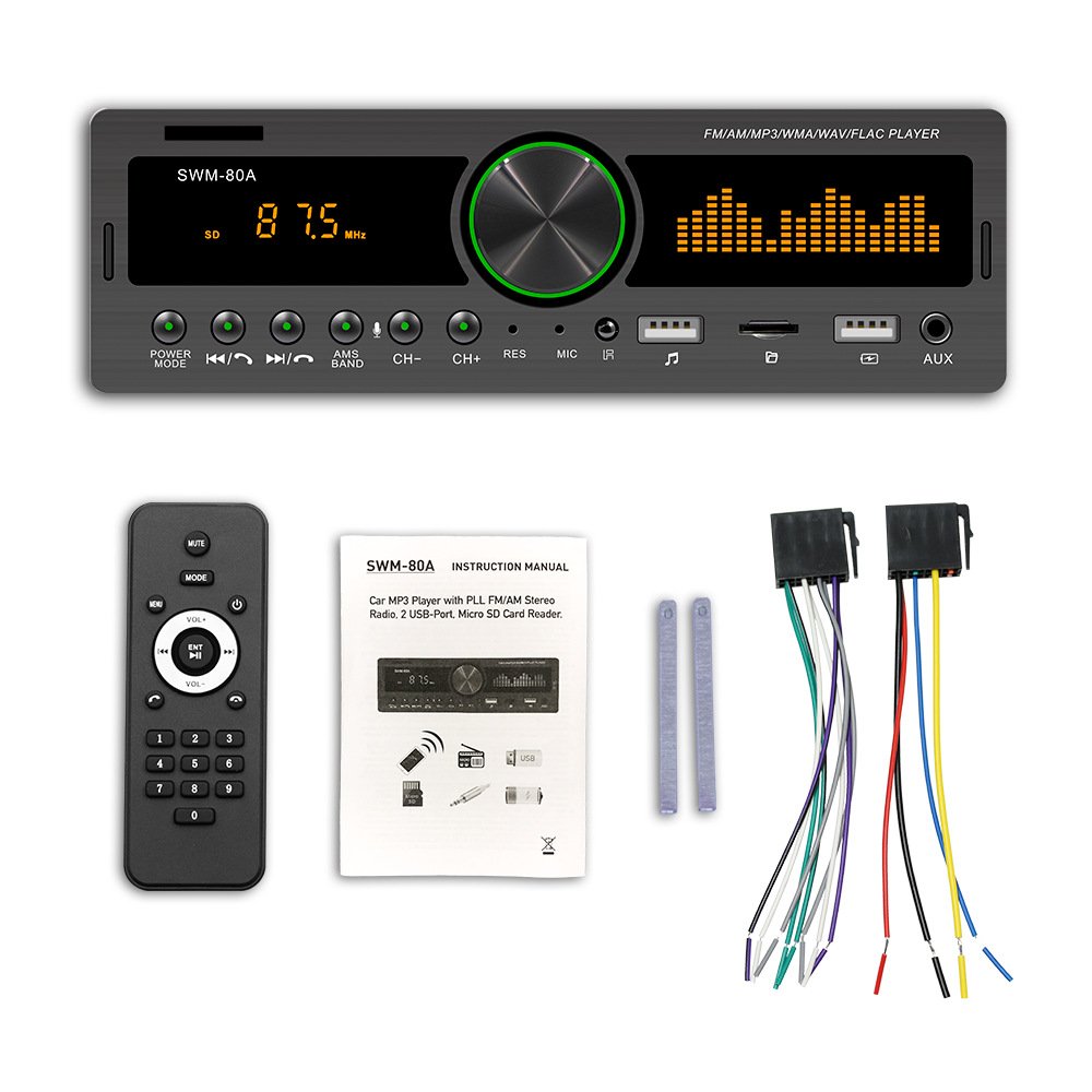 mirror link car MP3 player SWM-80A 2 Din Car Radio With Remote Control BT USB video SWM-80A car radio stereo