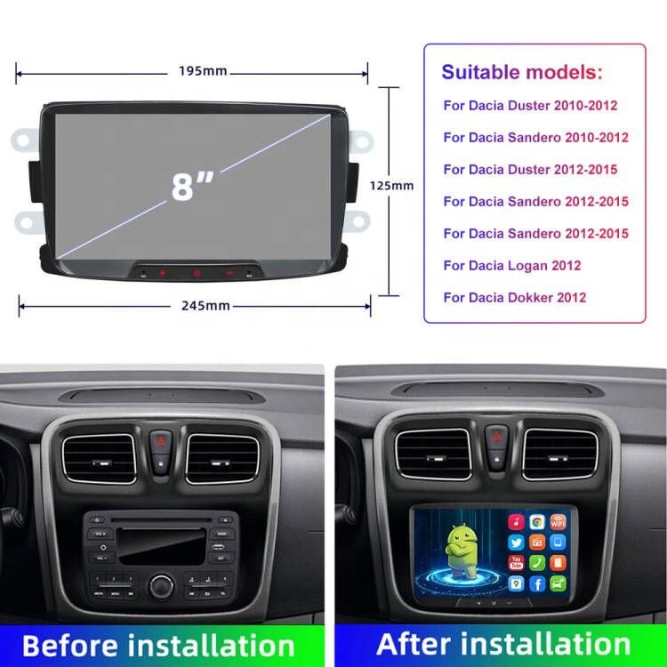 2 Din Car Multimedia System Touch Screen Dvd Player Video Car Radio Gps Navigation For Renault Dacia Lodgy Dokker Logan 2012