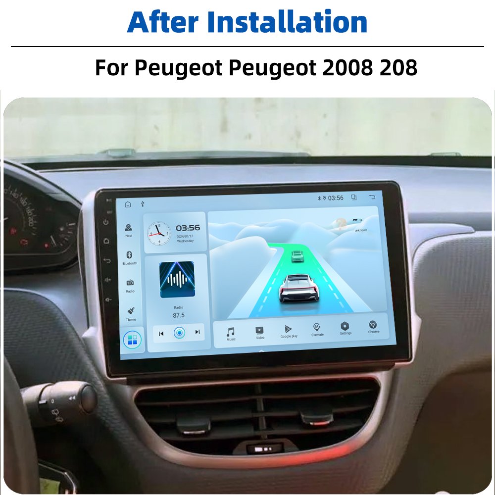 2+32GB Android 13 Car Video Player Auto Radio GPS Navigation Carplay WIFI Car Radio For Peugeot 2008 208