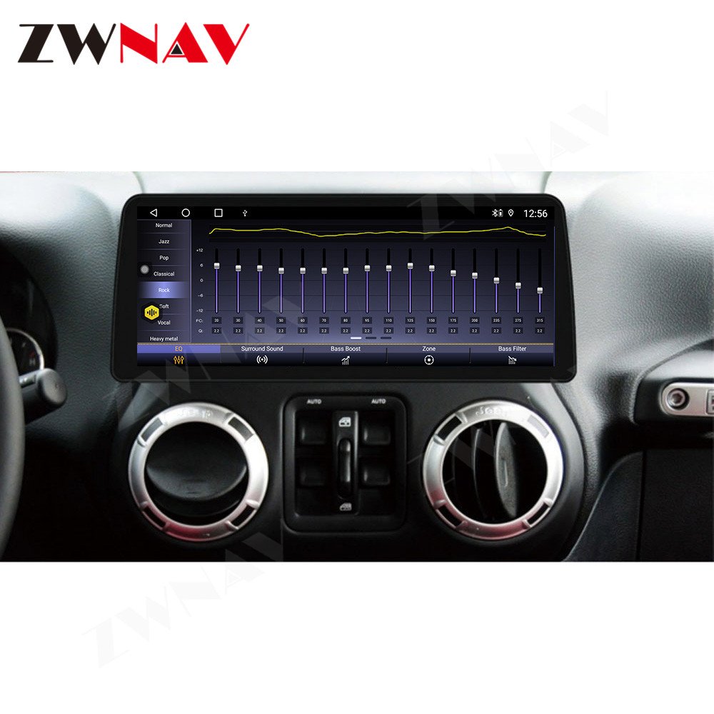 ZWNAV 12.3 Inch Carplay For Jeep Wrangler 2011-2017 Car GPS Navigation Multimedia Display Screen Player Car Stereo Head Unit