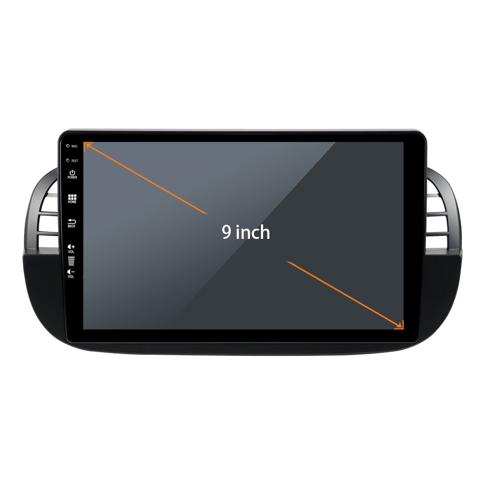 Car Audio Car DVD Player Android13 1Din 9'' Multimedia Touch Screen GPS Navigation Rear Camera for Fiat 500 2007-15