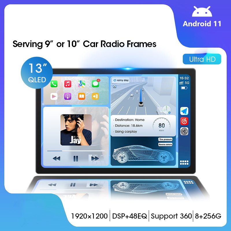 Android 13" inch 2 Din Car Radio 1920*1200P QLED Universal Multimedia Stereo Video Player Head