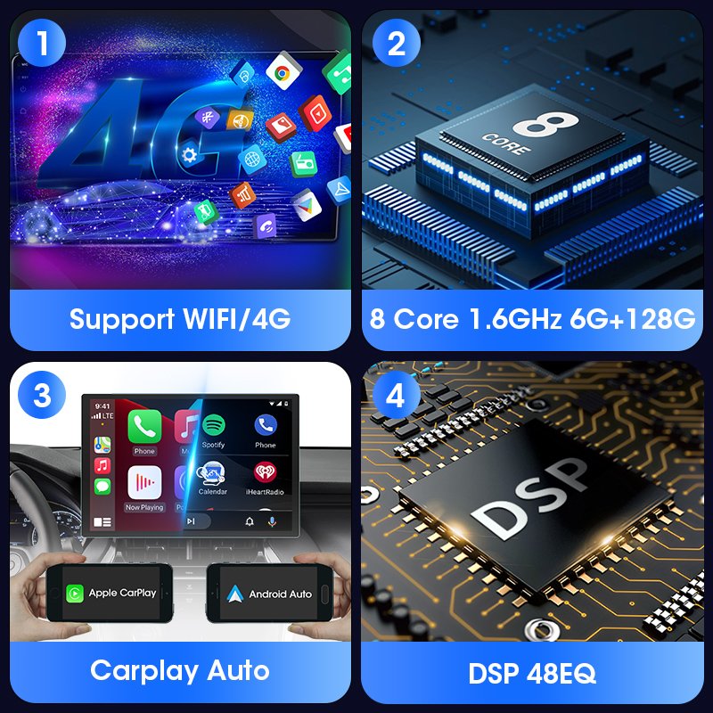 Android 13" inch 2 Din Car Radio 1920*1200P QLED Universal Multimedia Stereo Video Player Head