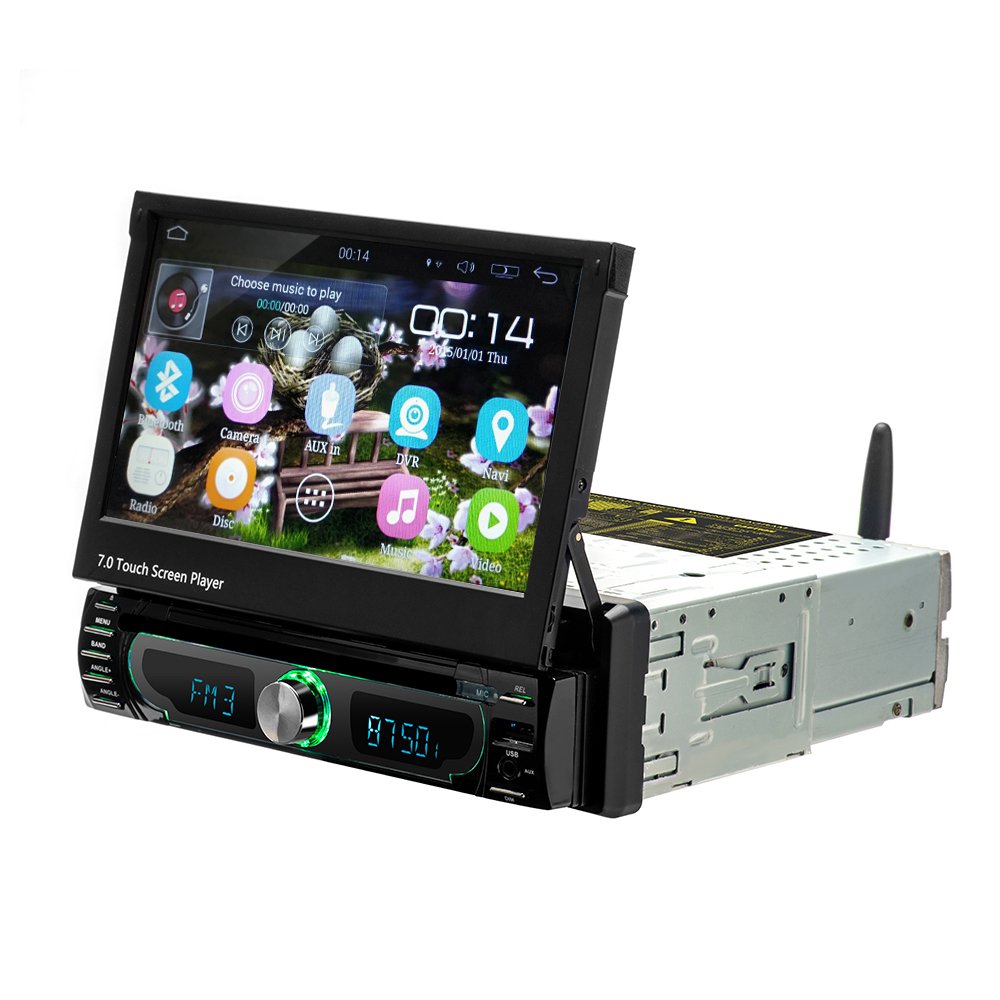 1din Android Car Radio Retractable 7'' Touch Screen Gps Wifi Autoradio Car Mp5 Player with Rear Camera