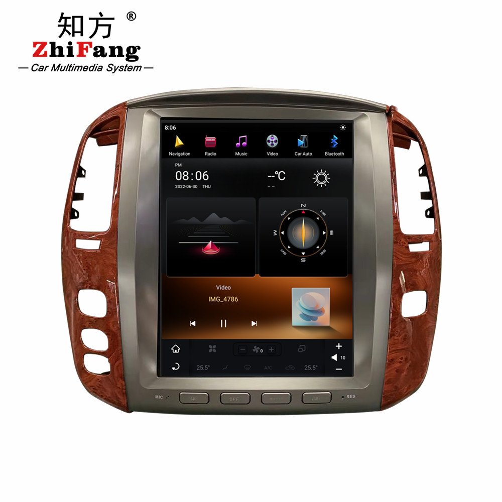 12.1" Android 11 Vertical Tesla Car Stereo Video DVD Player GPS Navigation Android Car Radio For Lexus LX470 2004-2006