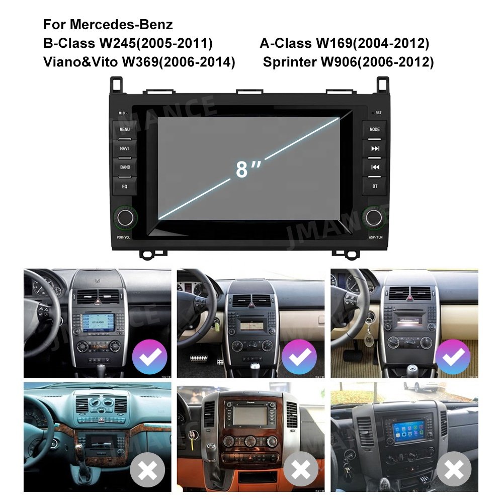 Jmance 8Inch Autoradio 2 Din Car Radio For Mercedes Benz B-Class W245 2005-2011 Frame Android Car Stereo Carplay