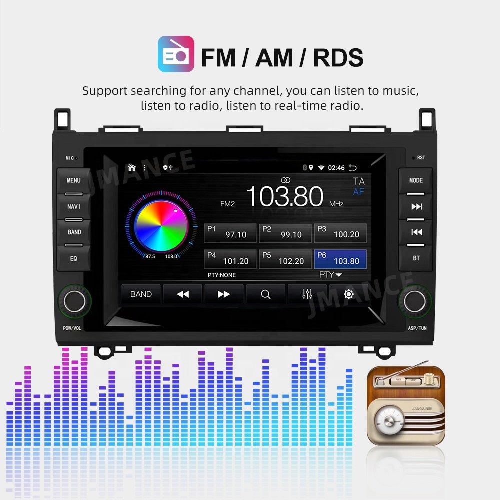 Jmance 8Inch Autoradio 2 Din Car Radio For Mercedes Benz B-Class W245 2005-2011 Frame Android Car Stereo Carplay
