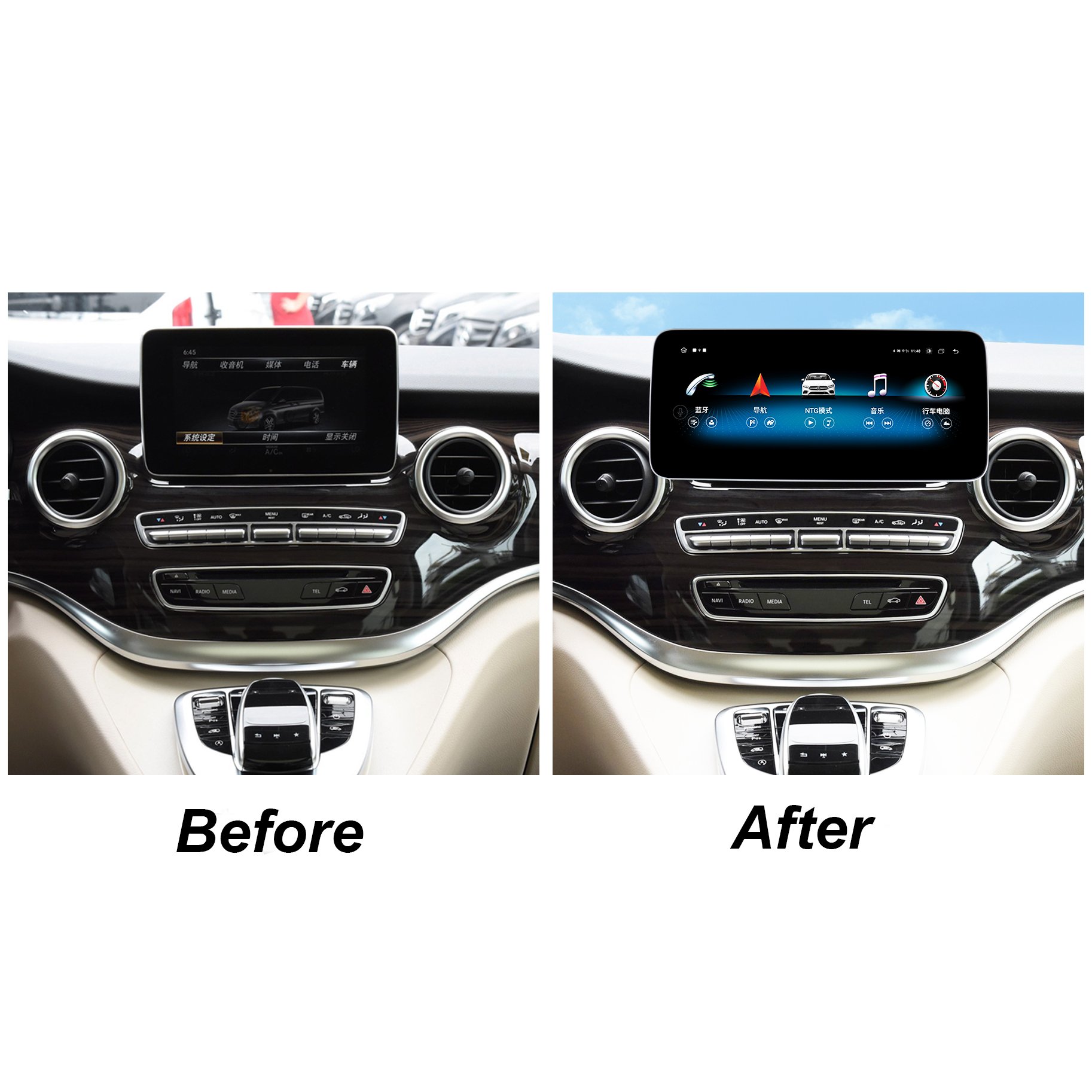 10.25-inch android 13 car radio car dvd player with gps for mercedes Benz V class v250 v260 W446 W447 NTG5.0 2015-2018