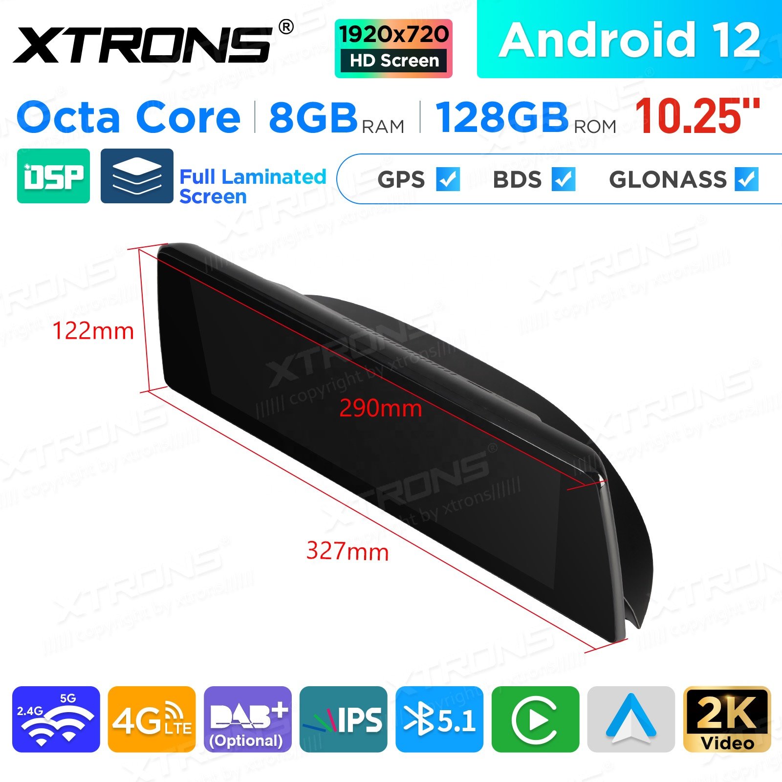 XTRONS 10.25" Touch Screen Android 12 8+128G Autoradio For BMW 3 4 Series 13-17 M3 M4 13-19 Car Radio